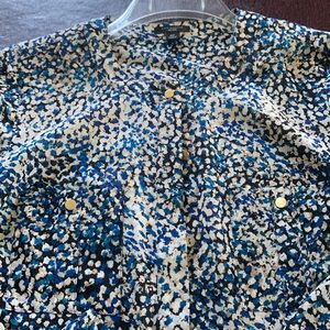 Pretty multi color silk blouse with gold buttons